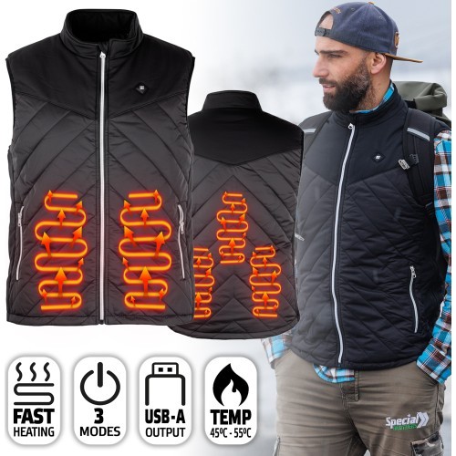 Мужской жилет с подогревом inSPORTline WARMhim - Чёрный