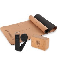 YOGA SET HMS CORK MAT TPE YM11 + BLOCK KJ02 + STRAP SJ02