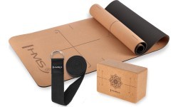 YOGA SET HMS CORK MAT TPE YM11 + BLOCK KJ02 + STRAP SJ02