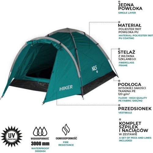 Zaļa tūrisma telts Hiker NC6010 Nils Camp