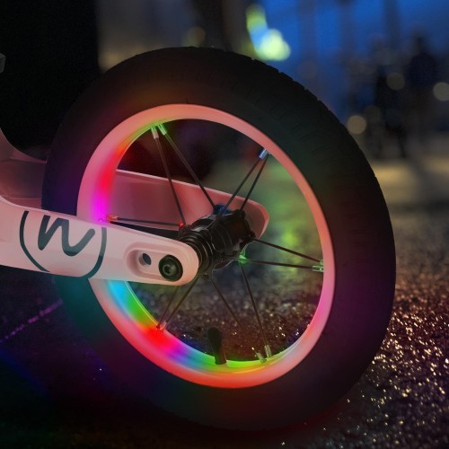 Беговел NILS Fun RB901 LED, надувные колеса 12'', розовый