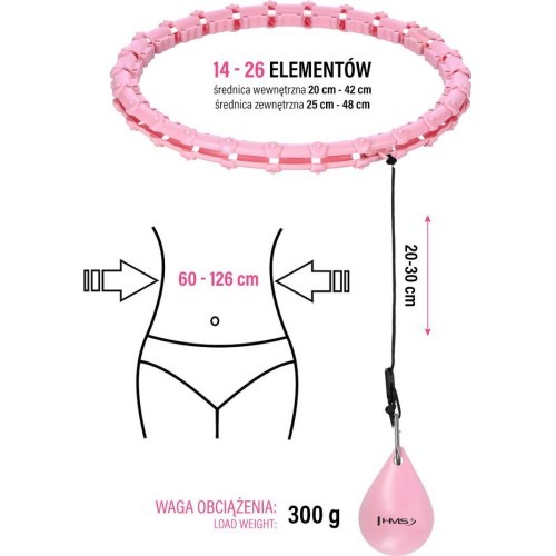 HHW11 Plus Size gaiši rozā hula riņķis ar svaru HMS