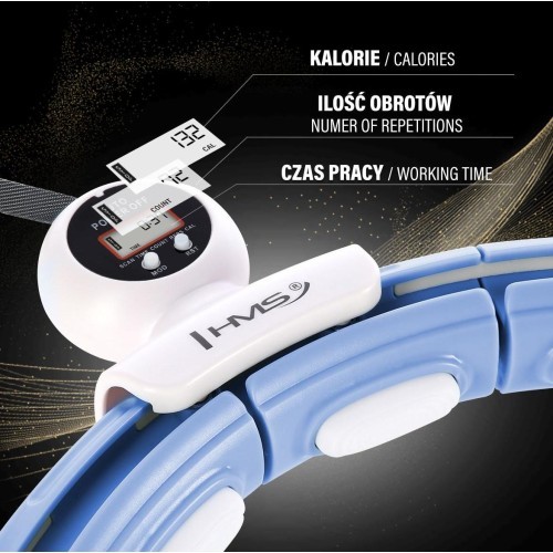 SET HULA HOOP MAGNETIC BLUE HHM15 WITH WEIGHT + COUNTER HMS + WAIST SUPPORT BR163 RED