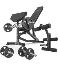 Set MS39_2.0_42KG | Double-sided adjustable training bench + prayer bar + press + set of grips and weights 42 kg - Marbo Sport