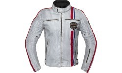 Men's Textile Jacket W-TEC 91 Cordura - White with Red and Blue Stripe
