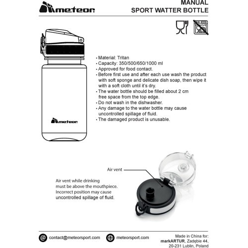 Sports water bottle meteor 650 ml - Blue