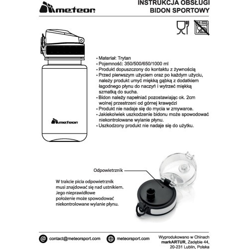 Sporta ūdens pudele Meteor 650 ml - Dark Green