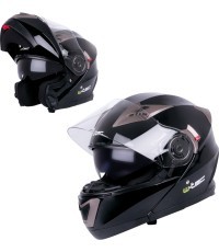 Paceļama motociklista ķivere W-TEC Pezzon - Melns/bronzas