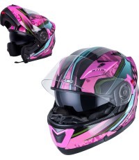 Flip-Up Motorcycle Helmet W-TEC Pezzon Magenta - Pink-Black