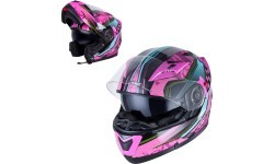 Paceļams motociklista ķivere W-TEC Pezzon Magenta - Rozā-melns