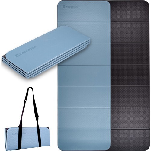 Foldable Exercise Mat inSPORTline Misette 180 x 61 x 0.8 cm - Black/Blue