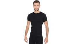 Vīriešu T-krekls ar īsām piedurknēm Brubeck Active Wool - Melna