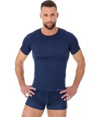 Vīriešu T-krekls ar īsām piedurknēm Brubeck Active Wool - Tumši zila