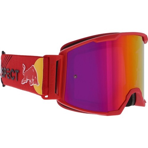 Очки для мотокросса Red Bull Spect Strive Panovision, матовые красные, фиолетовые зеркальные линзы