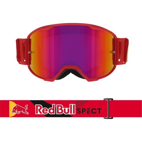 Очки для мотокросса Red Bull Spect Strive Panovision, матовые красные, фиолетовые зеркальные линзы