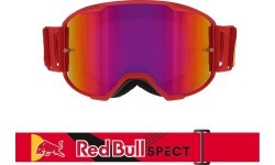Motokrosa brilles Red Bull Spect Strive Panovision, matēti sarkanas, purpursarkani spoguļstikli