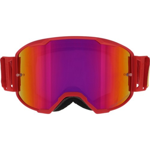 Motokrosa brilles Red Bull Spect Strive Panovision, matēti sarkanas, purpursarkani spoguļstikli