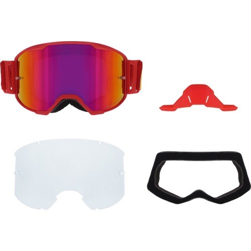 Очки для мотокросса Red Bull Spect Strive Panovision, матовые красные, фиолетовые зеркальные линзы