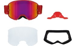 Motocross Goggles Red Bull Spect Strive Panovision, Matte Red, Purple Mirrored Lens
