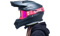 Очки для мотокросса Red Bull Spect Strive Panovision, матовые красные, фиолетовые зеркальные линзы