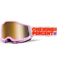 Motokrosa brilles 100% Accuri 2 Mirror - Hundreds růžová, zrcadlové plexi