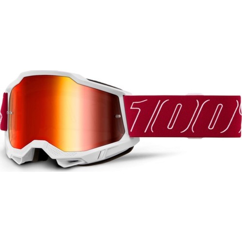 Motokrosa brilles 100% Accuri 2 Mirror - Redline červená, zrcadlové plexi