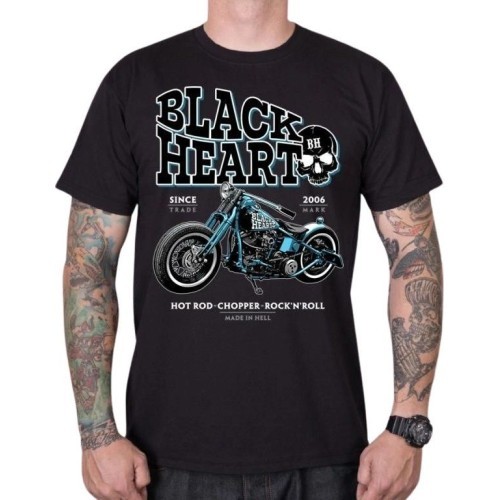 T-Shirt BLACK HEART Blue Bobber - Black