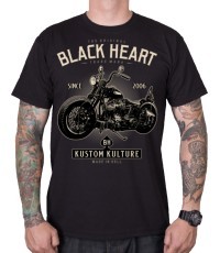 T-krekls BLACK HEART Motorcycle - Melna