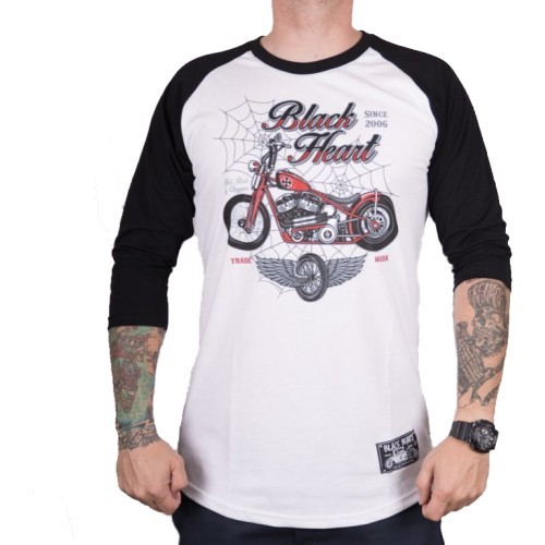 Long-Sleeved T-Shirt BLACK HEART Red Baron Chopper - White