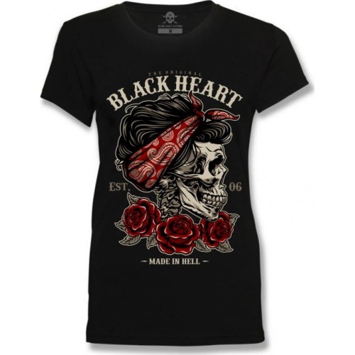 Женская футболка BLACK HEART Pin Up Skull - Чёрный