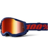 Motokrosa brilles 100% Strata 2 New Mirror - Zila, sarkans pleksistikls