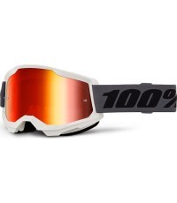Motokrosa brilles 100% Strata 2 New Mirror - Pelēka, sarkans pleksistikls