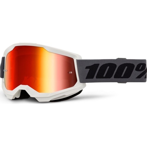 Motokrosa brilles 100% Strata 2 New Mirror - Pelēka, sarkans pleksistikls