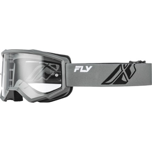 Children’s Motocross Goggles Fly Racing Focus Youth - Grey/black, clear plexiglass