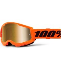 Junior Motocross Goggles 100% Strata 2 Junior Mirror - Orange, True zlaté plexi
