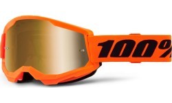 Junior Motocross Goggles 100% Strata 2 Junior Mirror - Orange, True zlaté plexi