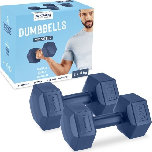 Set of hexagonal dumbbells 2x4 kg Spokey MONSTER