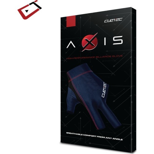 Billiard Glove, Cuetec Axis, 3-Finger, navy-red, to wear on right hand, L