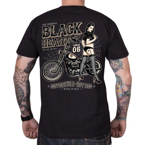 BLACK HEART T-shirt Chopper Pussy - Black