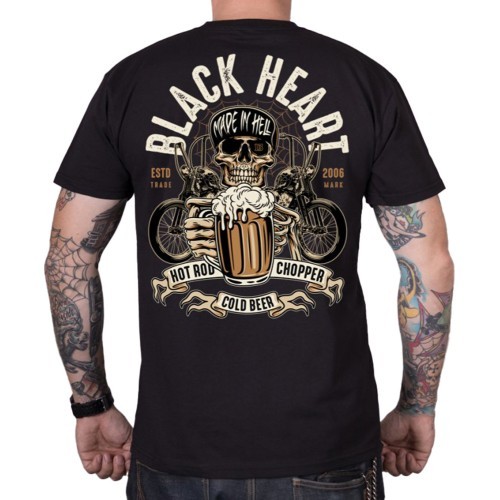 T-Shirt BLACK HEART Beer Biker - Black