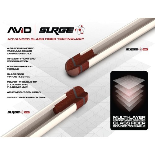 Бильярдный кий Cuetec Avid Surge Jump, коричневый, 3/8x14