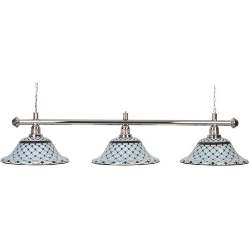 Biljarda lampa Memory, balta-melna, 3 kupoli, Ø 44 cm, 156 cm