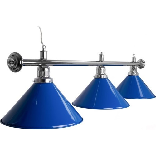 Billiard Lamp Blue Light, 3 Bells, blue, Ø 35 cm, 150 cm