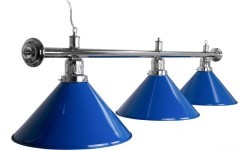 Billiard Lamp Blue Light, 3 Bells, blue, Ø 35 cm, 150 cm