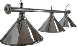 Billiard Lamp Elegance, silver, 3 Bells, Ø 35 cm, 150 cm
