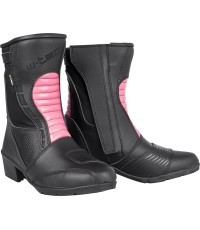 Women's Leather Motorcycle Boots W-Tec Beckie W-5036 - Pink-Black
