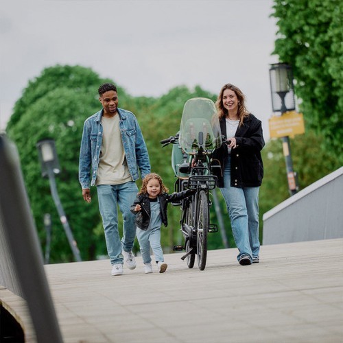Priekšā stiprināms velosipēda bērnu sēdeklītis ar adapteri Urban Iki - Inaho Beige/Bincho Black