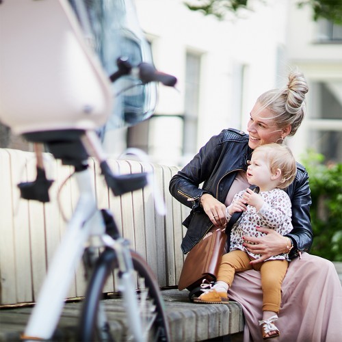 Front-Mounted Child Bike Seat w/ Adaptor Urban Iki - Inaho Beige/Bincho Black