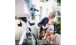 Priekšā stiprināms velosipēda bērnu sēdeklītis ar adapteri Urban Iki - Inaho Beige/Bincho Black
