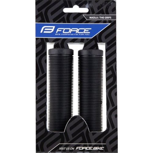 Грипсы руля FORCE Groove 123mm, резиновые, чёрные